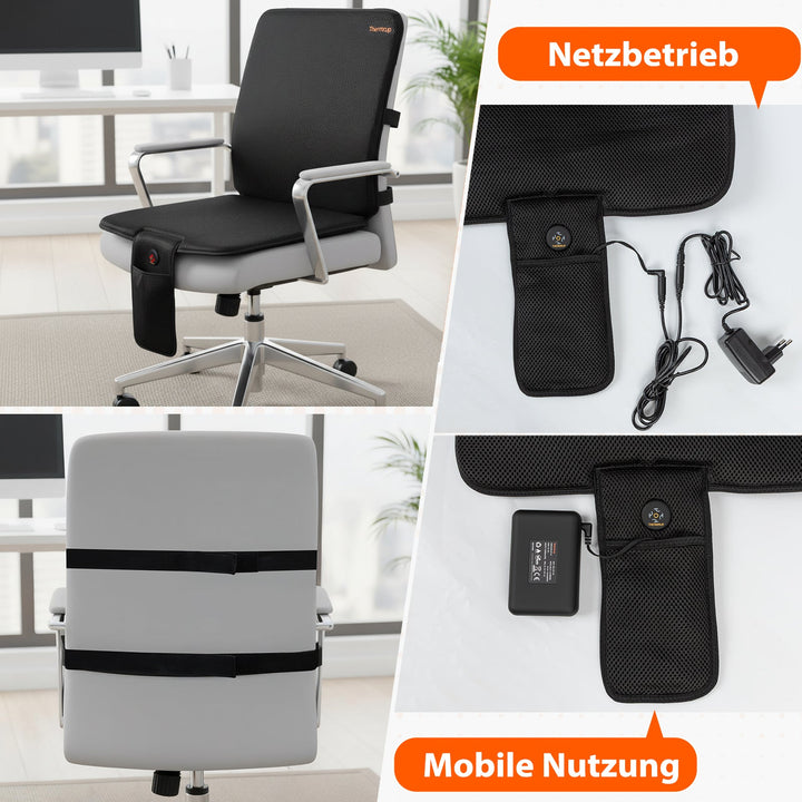 Thermrup Heated Seat Pad 40 x 80 cm – Battery &amp; AC Powered