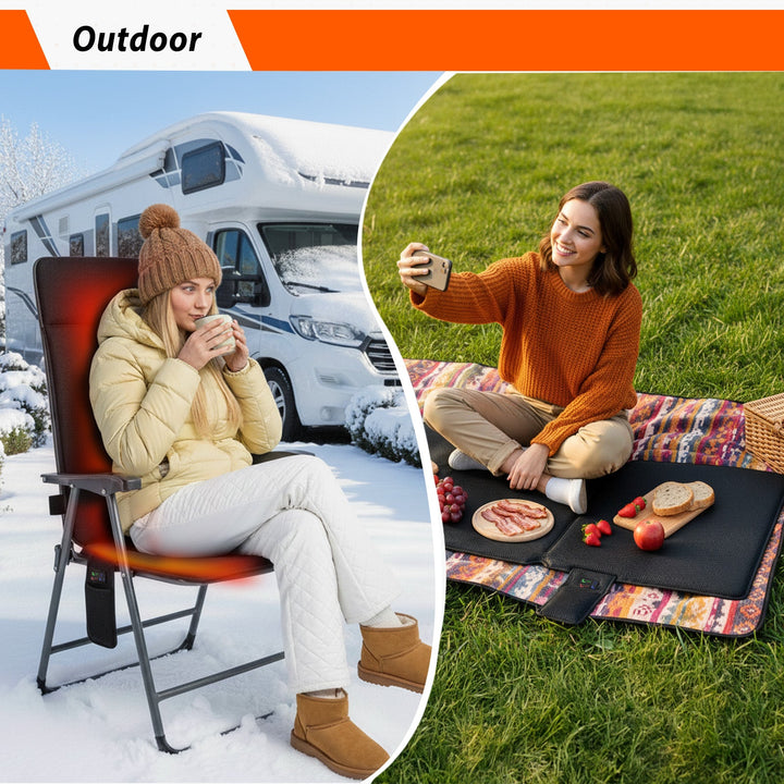 Thermrup Heated Seat Pad 50 x 125 cm – Smart Controller, Battery &amp; AC Powered