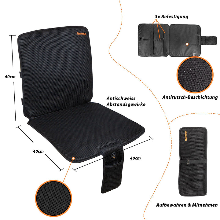 Thermrup Heated Seat Pad 40 x 80 cm – Battery &amp; AC Powered