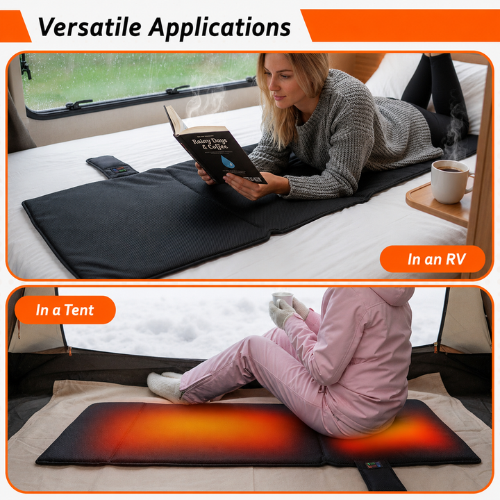 Thermrup Heated Seat Pad 19.7 × 49.2 in – Smart Controller, Battery &amp; AC Powered