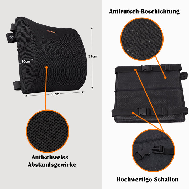Thermrup Heated Ergonomic Back Cushion – USB, 3 Heat Levels